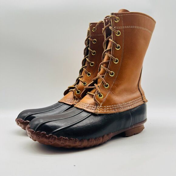 LL Bean Boots Womens 6 Brown Leather 8" Duck Waterproof Snow Rain Vintage Shoes - Picture 3 of 13